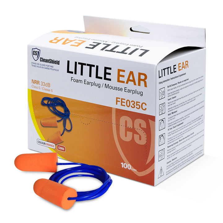 LittleEar® Foam Ear Plugs NRR 33 - 1000 Pairs Per Case (Case of 10 Packs x 100 Pairs Per Pack)