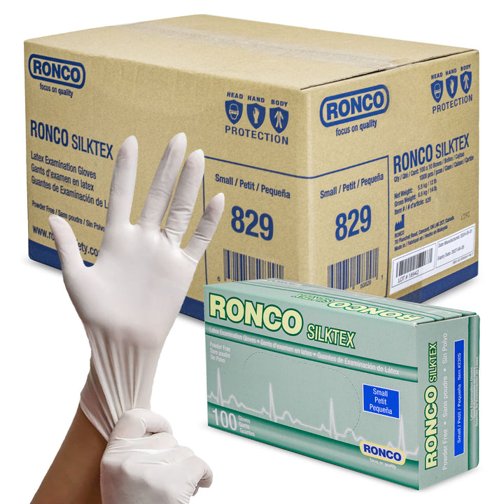 RONCO SILKTEX™ Latex Examination Glove (5 mil); 1000 Gloves Per Case (Case of 10 Packs x 100 Gloves Per Pack))