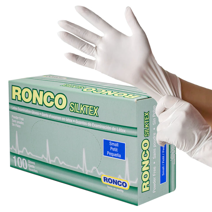 RONCO SILKTEX™ Latex Examination Glove (5 mil); 1000 Gloves Per Case (Case of 10 Packs x 100 Gloves Per Pack))