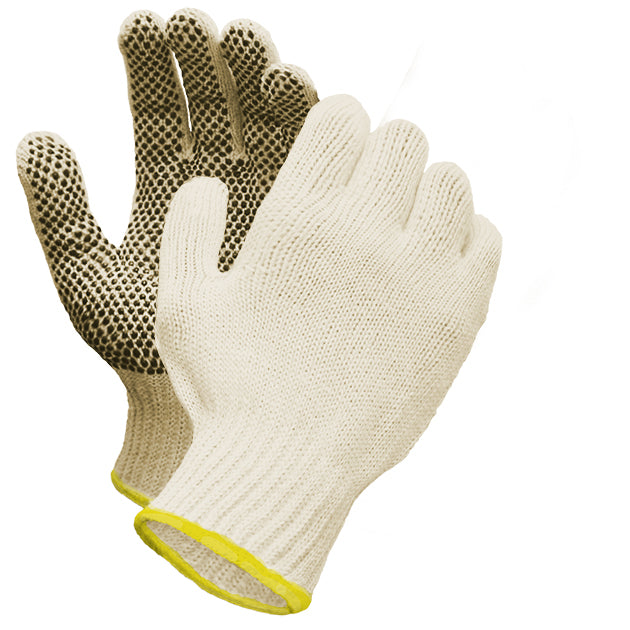 RONCO Poly/Cotton String Knit Glove With PVC Dots (One Side); 12 pairs/bag