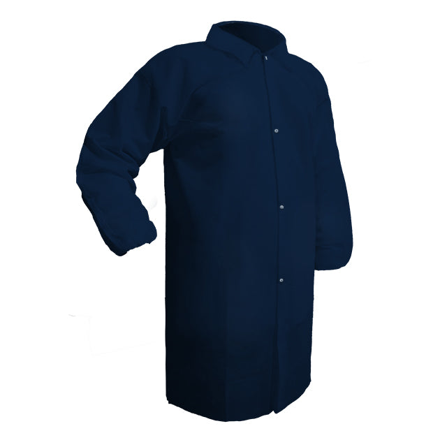 RONCO Polypropylene Labcoat With Collar, Front Snaps, No Pockets, 1/bag