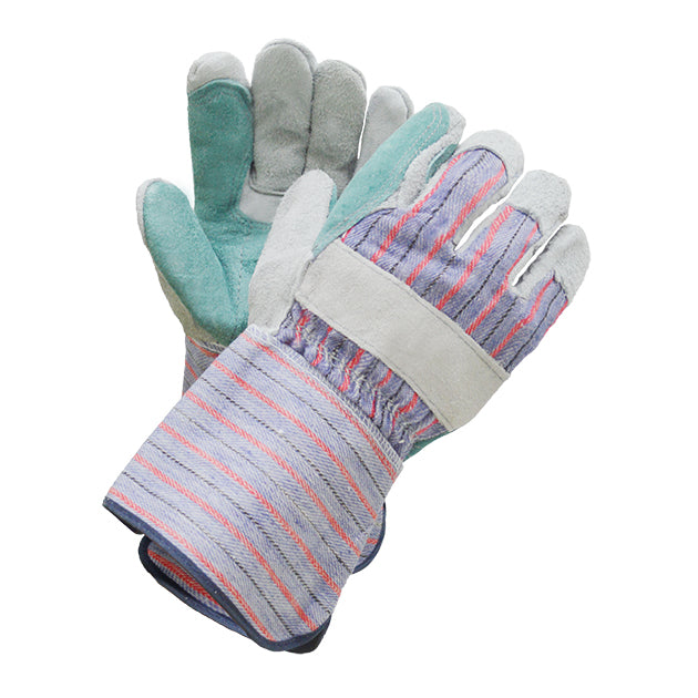 RONCO Split Leather Fitter Double Palm With 4 inch Gauntlet Cuff; 72 Pairs Per Case (Case of 6 Bags x 12 Pairs Per Bag)