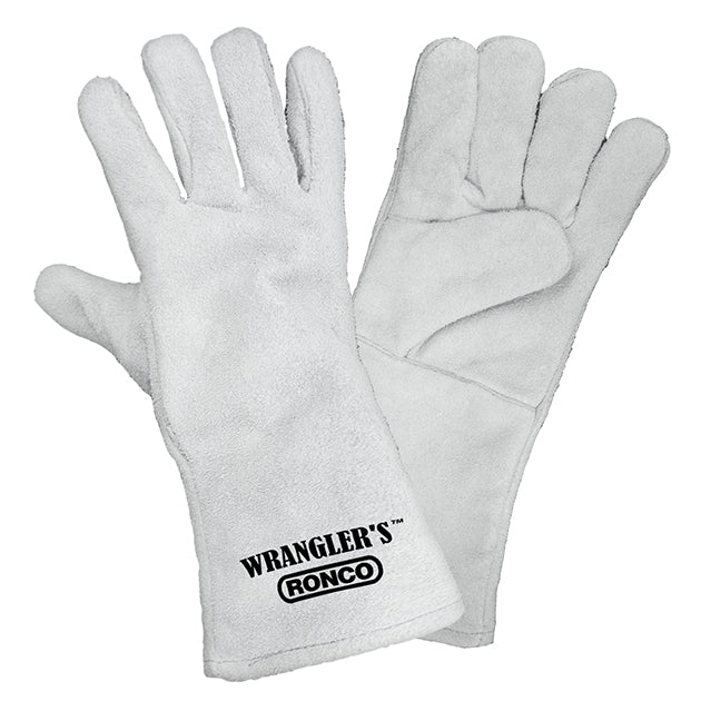 RONCO Split Leather 5 Finger Welders Fully Lined; 48 Pairs Per Case (Case of 8 Bags x 6 Pairs Per Bag)