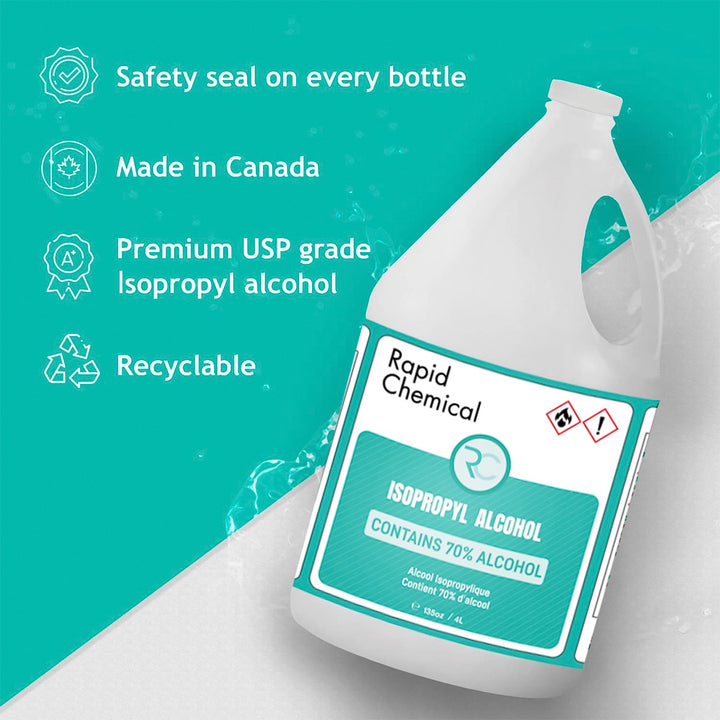 Rapid Chemicals Isopropyl 70% Alcohol 4L, 4 units Per Case (4L x 4 Pack)