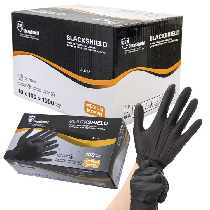 BlackShield Nitrile Examination Gloves. 5MIL - Case of 1000 Gloves