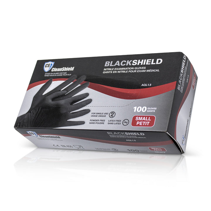 BlackShield Nitrile Examination Gloves. 5MIL - Case of 1000 Gloves (10 Packs x 100 Gloves)