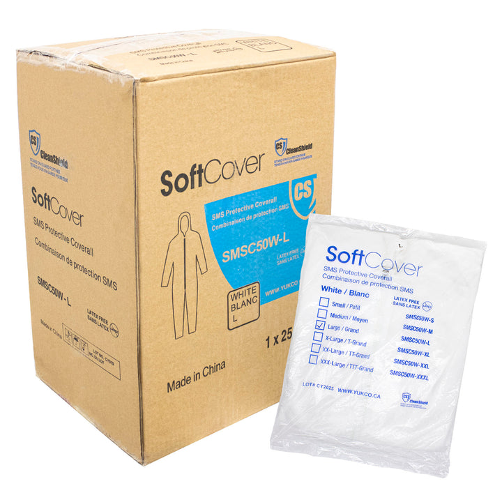 SoftCover SMS Protective Coverall, White – Case of 25