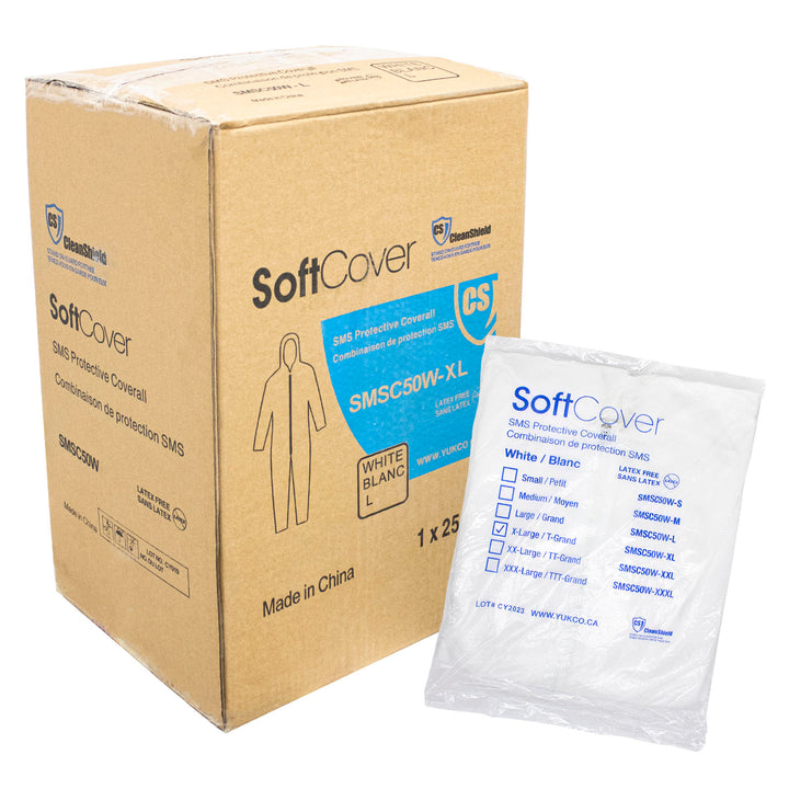 SoftCover SMS Protective Coverall, White – Case of 25