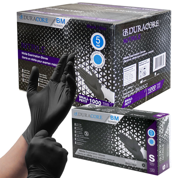 Duracore Black Nitrile Gloves - 6 Mil, 1000 Gloves Per Case