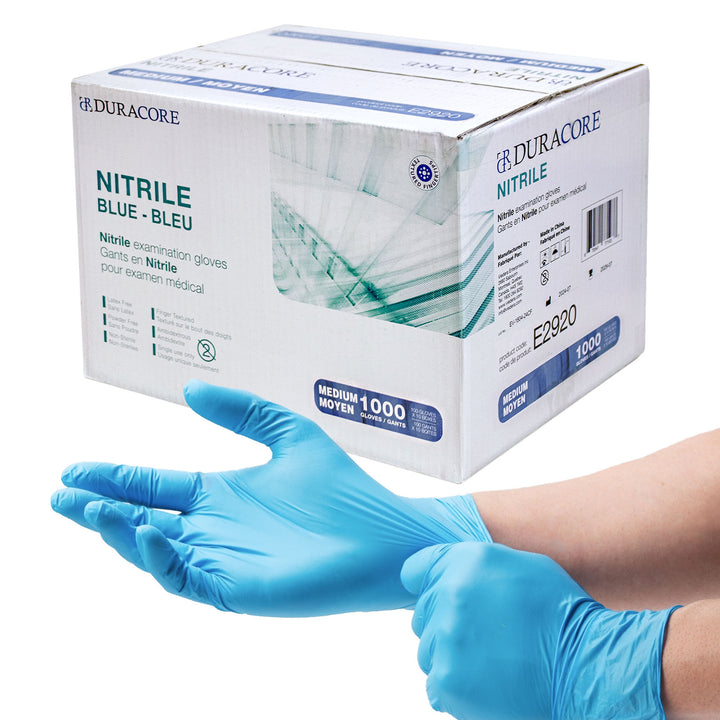 Duracore Blue Nitrile Gloves - 3 Mil, 1000 Gloves Per Case