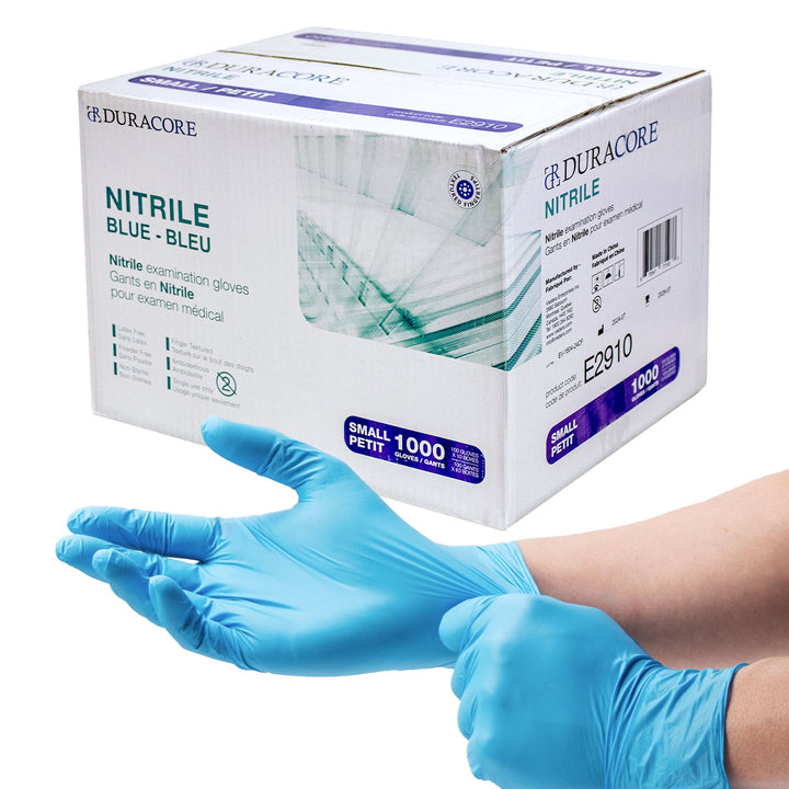 Duracore Blue Nitrile Gloves - 3 Mil, 1000 Gloves Per Case