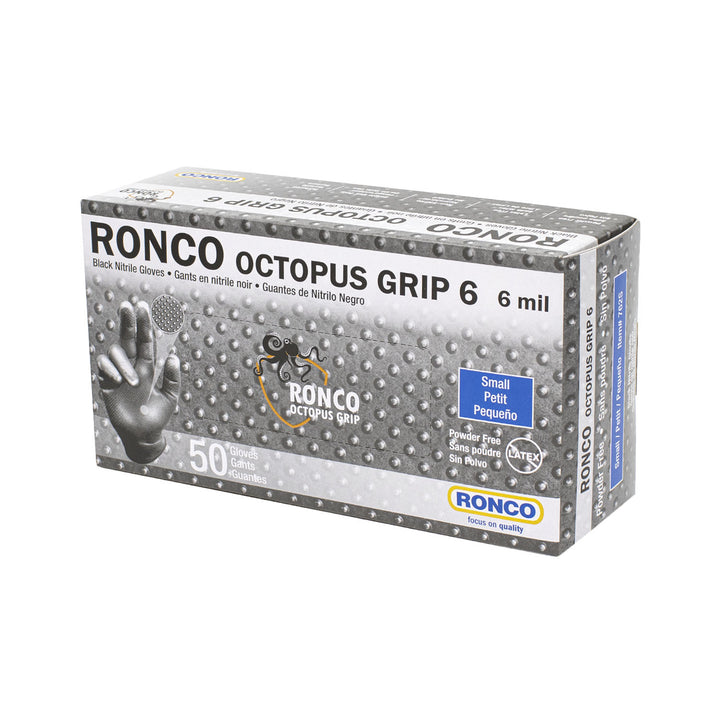 Ronco Octopus Grip, Black Nitrile Examination Glove (6 mil); 50/box