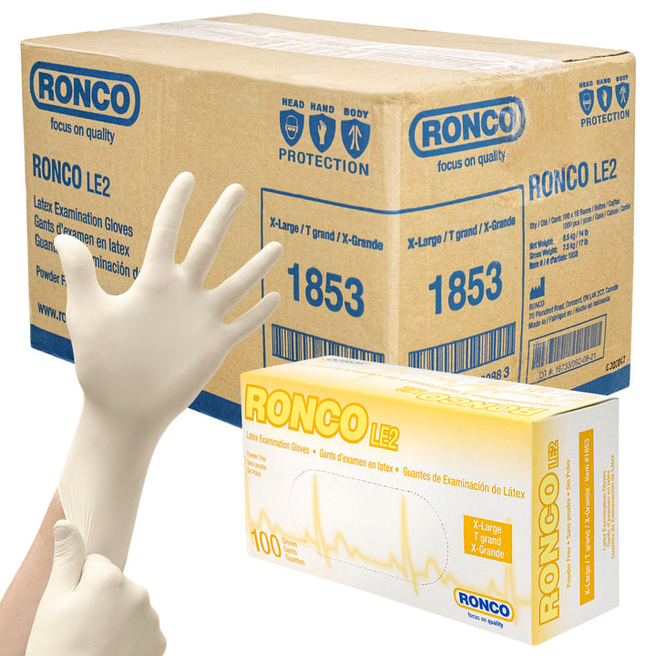 RONCO LE2 Latex Examination Glove (4 mil); 100/box