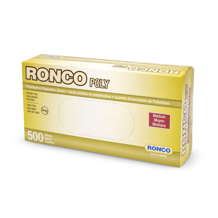 RONCO POLY Polyethylene Disposable Glove; 10,000 Gloves Per Case (Case of 20 Packs x 500 Gloves Per Bag)