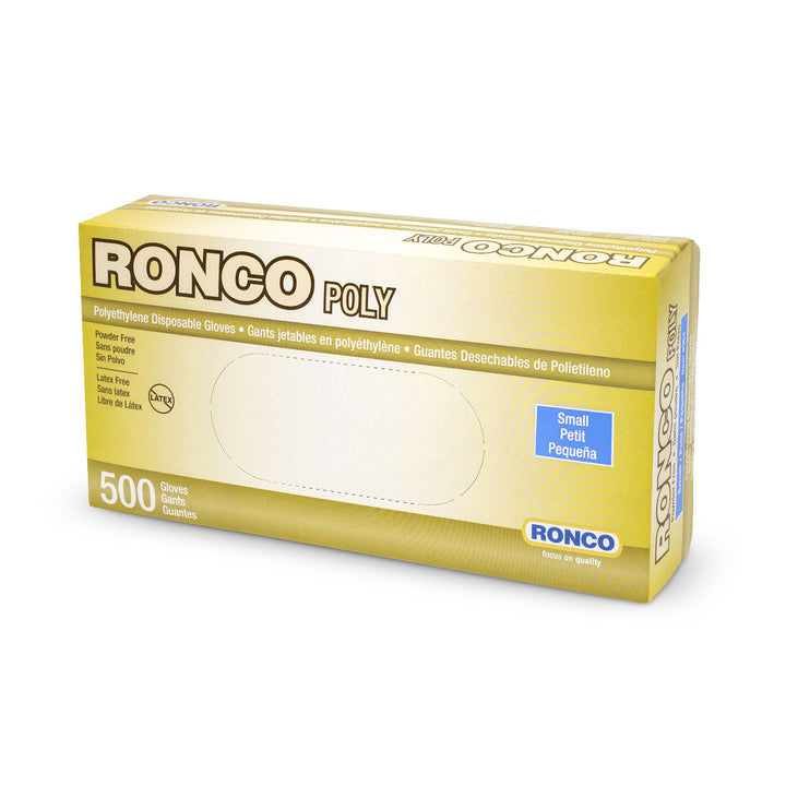 RONCO POLY Polyethylene Disposable Glove; 10,000 Gloves Per Case (Case of 20 Packs x 500 Gloves Per Bag)