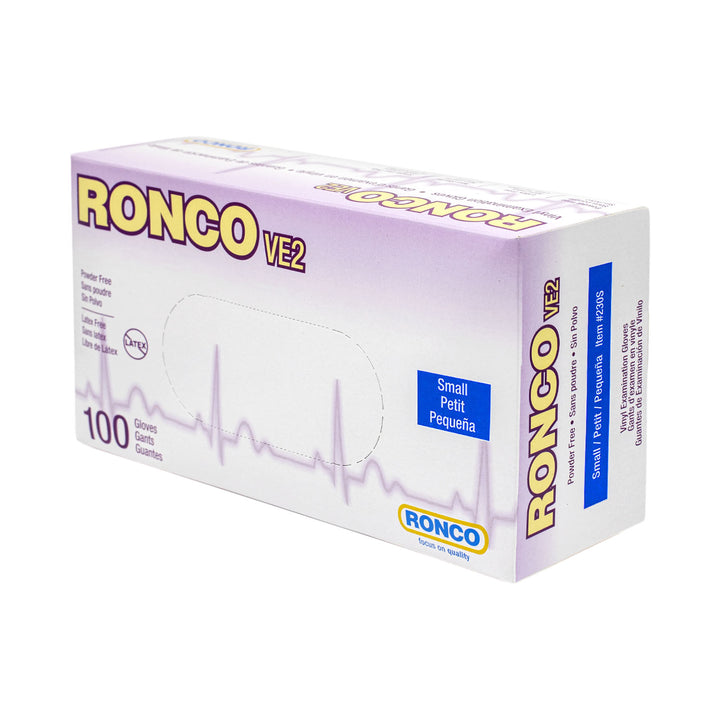 RONCO VE2 Vinyl Examination Glove (4 mil); 100/box