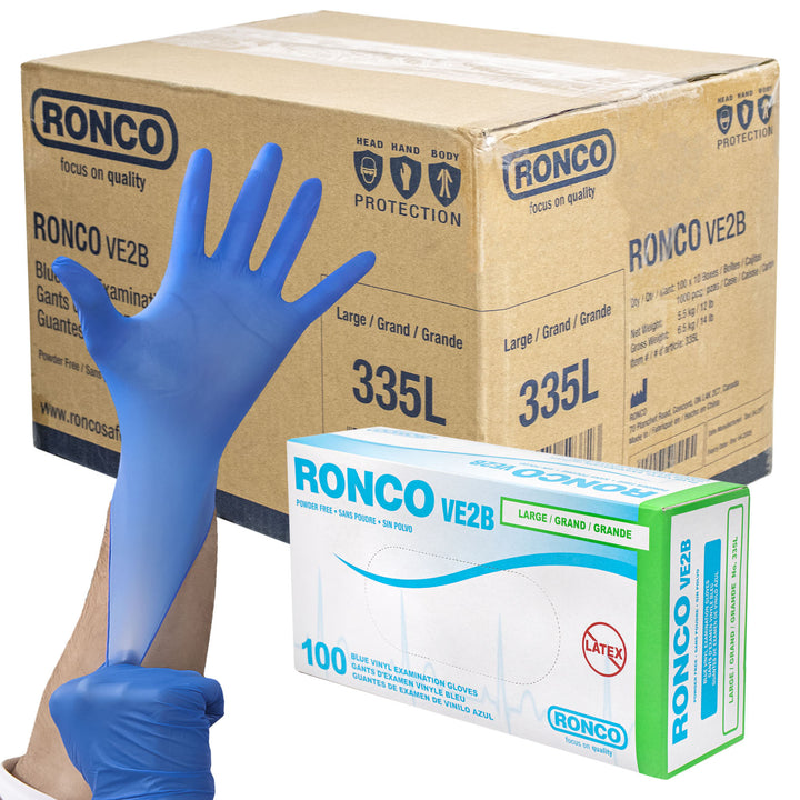 RONCO VE2B Vinyl Examination Glove (4 mil); 100/box