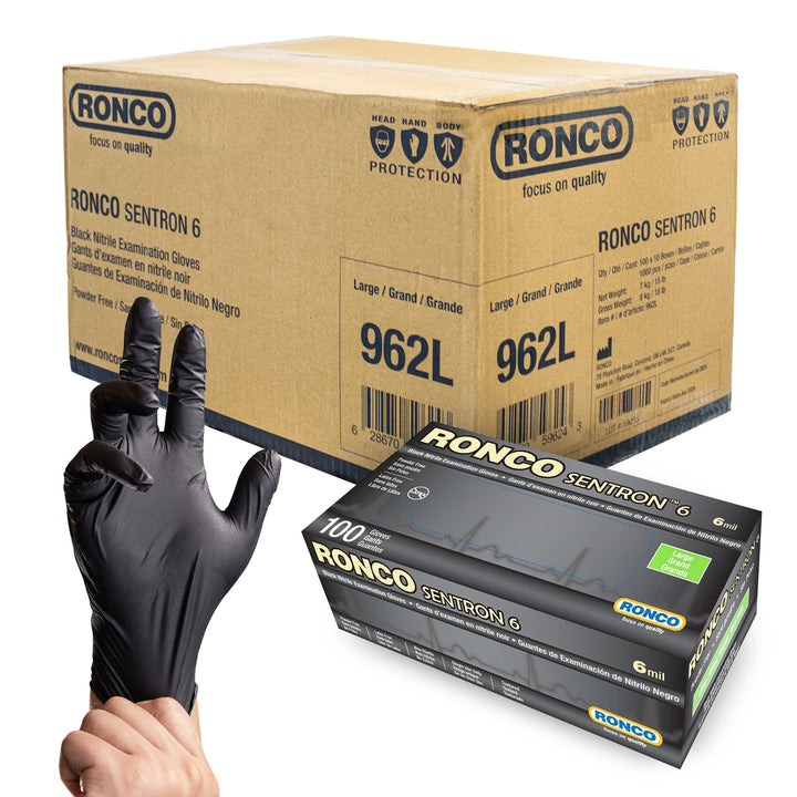 RONCO SENTRON™ 6 Nitrile Examination Glove (6 mil); 100/box 10 boxes per Case