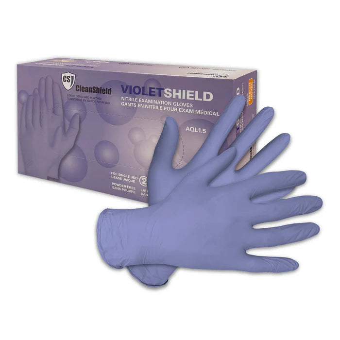 VioletShield Nitrile Examination Gloves. 3MIL 100/box