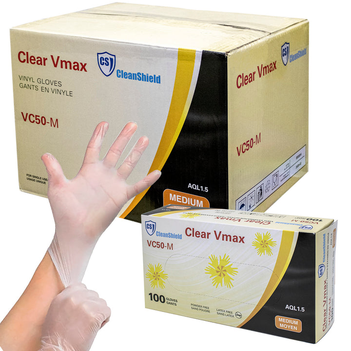 Clear Vmax Vinyl Examination Gloves, 1000 Gloves Per Case