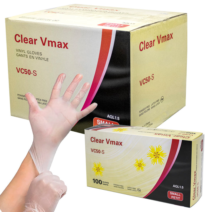 Clear Vmax Vinyl Examination Gloves, 1000 Gloves Per Case