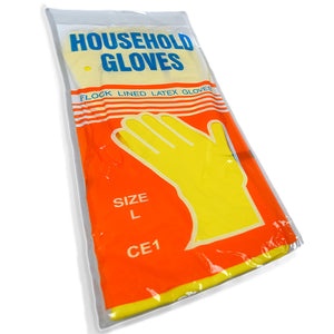 RONCO Household Gloves Latex Reusable Glove, Flocklined; 12 individually packaged gloves/bag