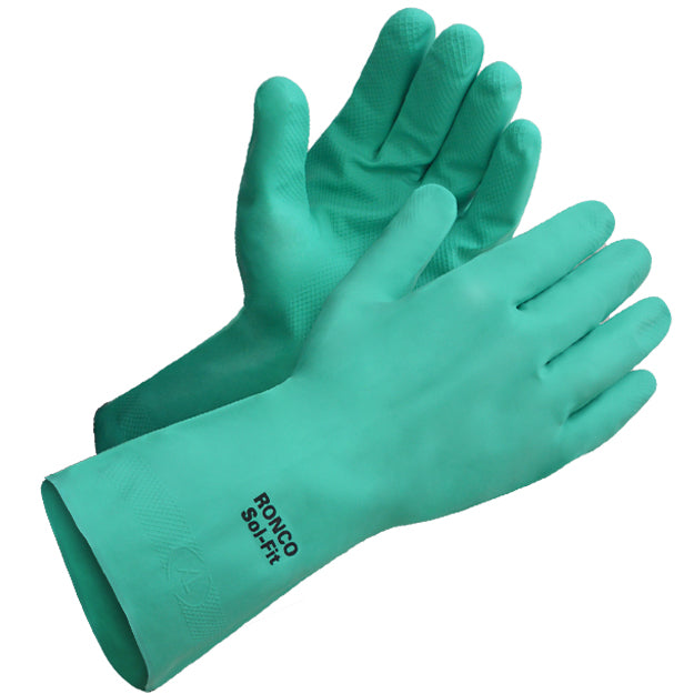 RONCO SOL-FIT™ Nitrile Reusable Glove (15 mil) Flocklined; 144 Pairs Per Case (Case of 12 Bags x 12 Pairs Per Bag)