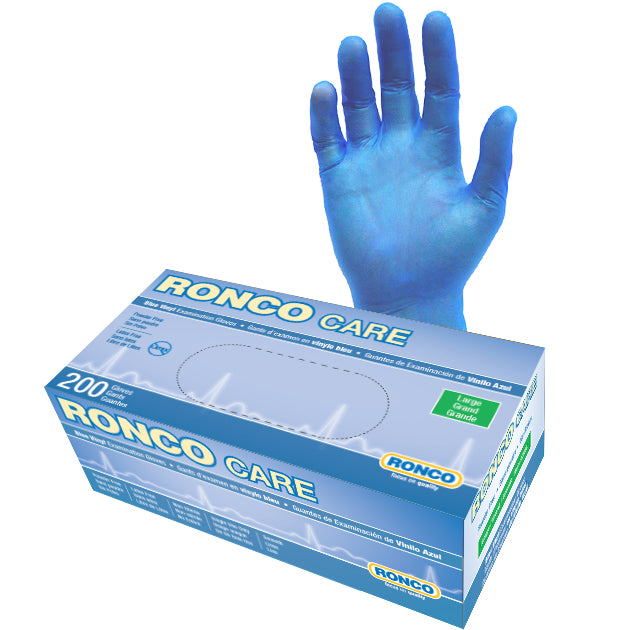 RONCO CARE™ Blue Vinyl Examination Glove (3 mil);295 series; 200/box