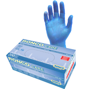 RONCO CARE™ Blue Vinyl Examination Glove (3 mil);295 series; 200/box