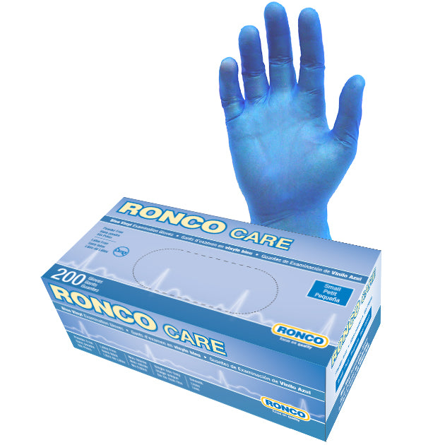 RONCO CARE™ Blue Vinyl Examination Glove (3 mil);295 series; 200/box