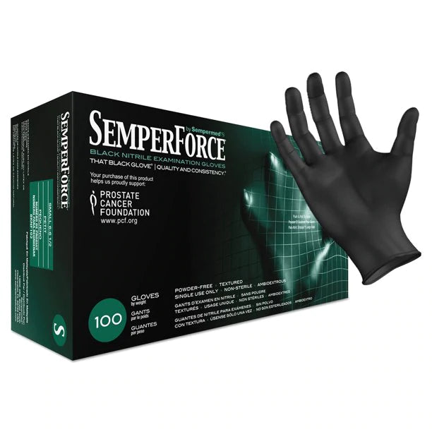 Semperforce Black Nitrile Examination gloves, 100 gloves/box