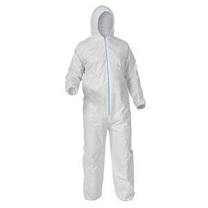 RONCO Microporous Coverall With Hood, Elastic Wrists, Waist and Ankles, Zipper Closure,  25/bag