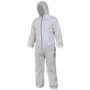 RONCO Polypropylene Coverall With Hood, Elastic Wrist & Ankle, Zipper Closure, 1/bag