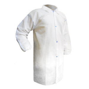 RONCO Polypropylene Labcoat With Collar, Front Snaps, No Pockets, 1/bag