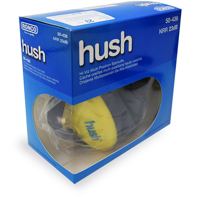 RONCO HUSH™ Hi-Viz Earmuffs Multi-Position NRR 23, Case Pack - 20 Pairs Per Case