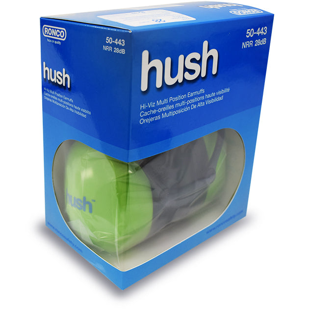 RONCO HUSH™ Hi-Viz Earmuffs Dielectric NRR 28 - Case Pack - 20 Pairs Per Case