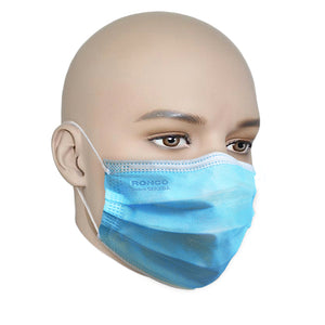 RONCO PRO-TEC 3 ply Pleated Masks, ASTM Level-1  Fiberglass Free, 50/masks