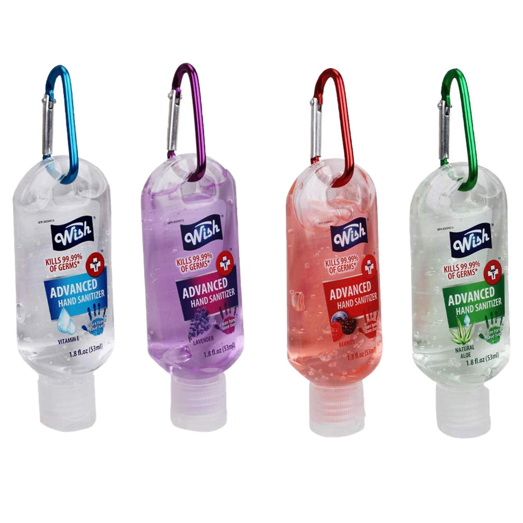 Wish Travel Size Hand Sanitizer With Carabiner Clip (assorted Scents), 53ml