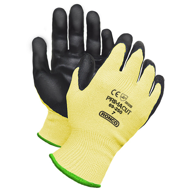 RONCO PrimaCut™ 69-250 Nitrile Palm Coated Aramid Gloves (Previously known as Defensor™);  48 Pairs Per Case (Case of 8 Bags x 6 Pairs Per Bag)