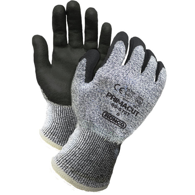 RONCO PrimaCut™ 69-572T Sandy Nitrile Palm Coated Touch Compatible Glove Cut Level: CE 5 / ANSI 5;  48 Pairs Per Case (Case of 8 Bags x 6 Pairs Per Bag)