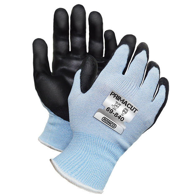 RONCO PrimaCut™ 69-840 Ultra-Thin Foam Nitrile Palm Coated HPPE Glove Cut Level: CE 3 / ANSI 3;  48 Pairs Per Case (Case of 8 Bags x 6 Pairs Per Bag)