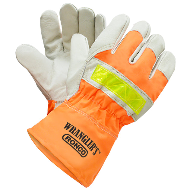 RONCO Winter Hi-Viz Split Leather Fitter; 60 Pairs Per Case (Case of 10 Bags x 6 Pairs Per Bag)