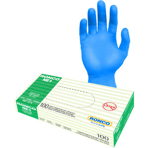 Large size RONCO NE1, Indigo Blue Nitrile Examination Glove (3 mil);10 boxes per case 100/box