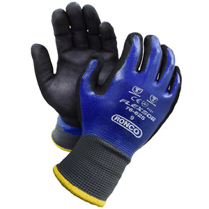 RONCO Flexsor™ 76-625 Fully Coated Glove With Sandy Nitrile Palm Coating 13 gauge nylon seamless knitted shell; 12 pairs/bags