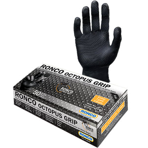 Ronco Octopus Grip, Black Nitrile Examination Glove (6 mil); 50/box