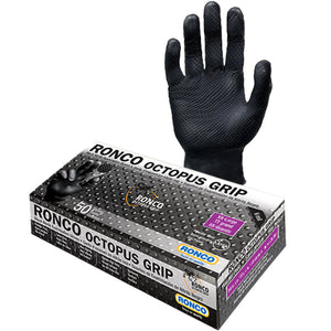 Ronco Octopus Grip, Black Nitrile Examination Glove (6 mil); 50/box
