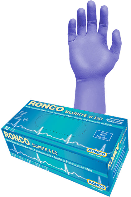RONCO Blurite 6 EC Extended Cuff Nitrile Examination Glove (6 mil) 50/box