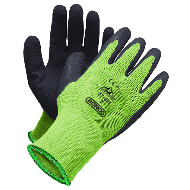 RONCO Iceberg™ 77-603 HiViz Latex Palm Coated Glove; 72 Pairs Per Case (Case of 12 Bags x 6 Pairs Per Bag)