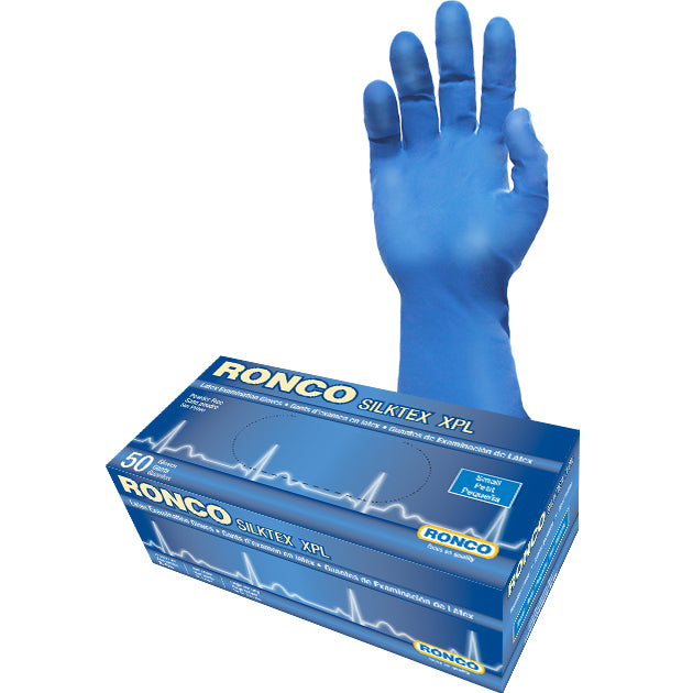 RONCO SILKTEX™ XPL Latex Examination Glove (13 mil), Extra Long; 500 Gloves Per Case (Case of 10 Packs x 50 Gloves Per Pack)