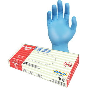 RONCO NE1, Blue Nitrile Examination Glove (2 mil); 100/box